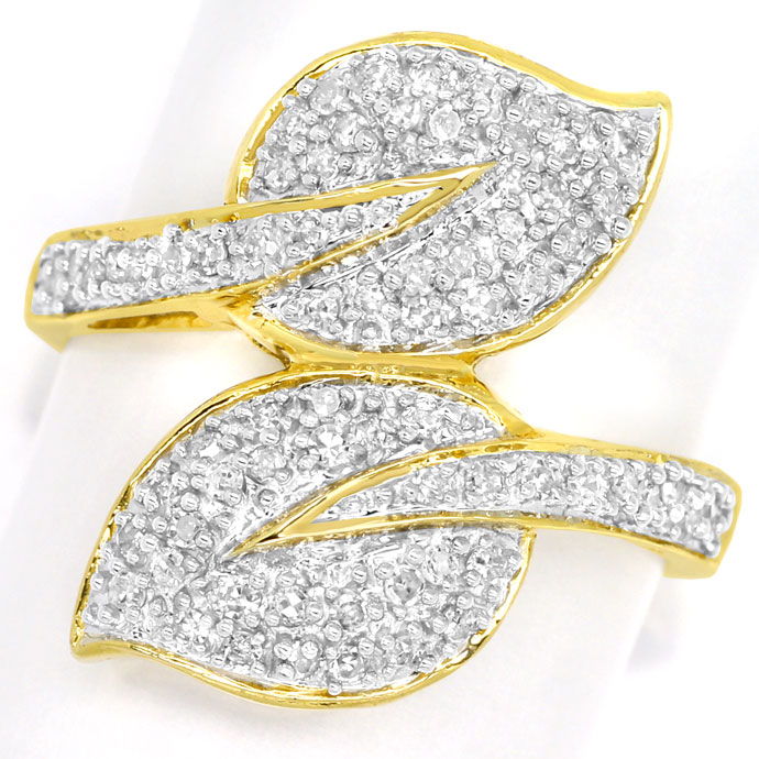 Foto 2 - Diamantenring zwei Blätter mit 70 Diamanten in 14K Gold, R4948
