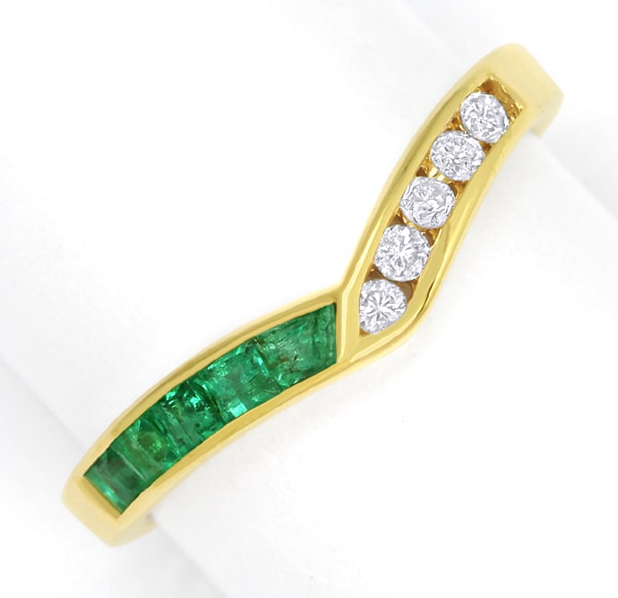 Foto 2 - Diamantring Spitzen Smaragde und Brillanten in 14K Gold, S1624