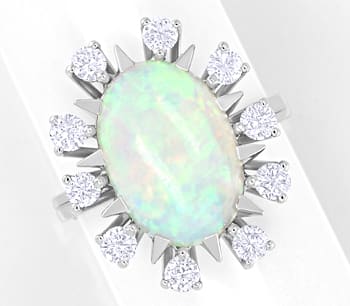 Foto 1 - Handarbeits-Ring Opal lupenreine Brillanten, S5679