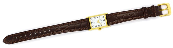 Foto 1 - Milus Damen-Uhr massiv Gelbgold mit Lederband, U2649